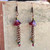 Fuchsia Drop Earrings Antique Copper Artisan Made in the USA Per Pair