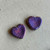 22mm Sunburst Heart Czech Glass Beads Purple Volcano Per Pair