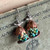 Turquoise Seed Beaded Mini Birdhouse Earrings Woven Treasures Artisan Made in the USA Per Pair