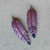 Sangria Purple Boho Feather Pendants Artisan Hand Painted Charms Per Pair