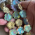 21mm Flower 5 Petal Window Cut Czech Glass Beads Gilded Matte Moonlight AB 6Pcs Per Strand