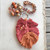 Sunset Rust Macrame Feather Necklace Woven Yarn Fiber Pendant Chain Artisan Made Per Pc