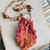 Sunset Rust Macrame Feather Necklace Woven Yarn Fiber Pendant Chain Artisan Made Per Pc