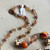 Sunset Rust Macrame Feather Necklace Woven Yarn Fiber Pendant Chain Artisan Made Per Pc