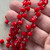 Red Hot Chili Beaded Rosary Chain 8mm Crystal Antique Silver Plated Per Foot