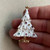 2 Inch Christmas Tree White Enamel Brooch Pin Rhinestone Gold Plated Per Pc
