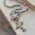 Flower Cross Necklace Hand Knotted Crystals Artisan Made Per Pc