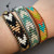 Blue Ridge Beaded Chevron Bracelet Knotted Leather Artisan Made Per Pc