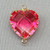 Pink Imperial Topaz Glass Jewel Heart 2 Loop Links 23x17mm Gold Plated Alloy Q2 Per Pkg