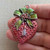 54x35mm Heart with Ribbon Bow Artisan Pendant Strawberry Per Pc