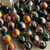15mm Druk Czech Glass Round Beads Pine Green Apollo 6Pcs Per Strand