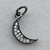 Large Micro Pave CZ Crescent Moon Charms 16x8mm Gunmetal Plated Alloy Q4 Per Pkg