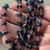 Dark Sapphire Beaded Rosary Chain 8mm Crystal Rondelle Antique Silver Plated Per Foot