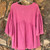 Pinktastic Scooped Neck Pullover Top High Low Puffy Sleeve Easel