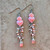 Heartfelt Drop Earrings Silver Pink Artisan Made in the USA Per Pair