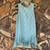 Blue Long Lace Tank Top Ruffles Roomy Sleeveless Paisley Vine Undershirt Medium