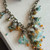 Petals & Patinas Necklace Marigold Hand Painted Bellflowers Brass Chain Artisan Made Per Pc