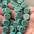 14mm Lotus Flower Coin Beads Czech Glass Turquoise Bronzite 12Pcs Per Strand