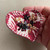 74x65mm Fabric Heart Pendant Crimson Zebra Embroidered Stitched Mixed Media Per Pc