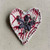 76x64mm Fabric Heart Pendant Crimson Cream Embroidered Stitched Mixed Media Per Pc