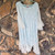 Lovely Lacy Blue Tunic 3/4 Sleeve Blouse Top Ruffles Paisley Vine