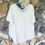 Oatmeal Deep V Neck Mineral Washed T-Shirt Crochet Detail Oversized Top Oli&Hali