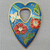 Azure Blue Flower Cloisonne Enamel Concave Heart Pendants 38x28mm Gold Plated Alloy Q2 Per Pkg