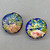 Cobalt Peony Flower Cloisonne Enamel Coin Beads 18mm Gold Plated Alloy Q4 Per Pkg