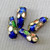 Cobalt Flower Blossom Cloisonne Enamel Teardrop Beads 12x6mm Gold Plated Alloy Q6 Per Pkg
