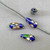 Cobalt Flower Blossom Cloisonne Enamel Teardrop Beads 12x6mm Gold Plated Alloy Q6 Per Pkg