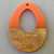Orange 38x28mm Resin Walnut Wood Teardrop Pendants Q2 Per Pkg