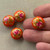 16mm Orange Peony Puffy Coin Painted Acrylic Beads Faux Cloisonne Q4 Per Pkg