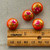 16mm Orange Peony Puffy Coin Painted Acrylic Beads Faux Cloisonne Q4 Per Pkg