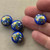 16mm Cobalt Peony Puffy Coin Painted Acrylic Beads Faux Cloisonne Q4 Per Pkg