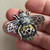 50x40mm Bumblebee Filigree Bee Pendant Artisan Hand Painted Per Pc