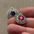 Red Blue Bling Charms Rhinestone Sparkly Cup Chain Artisan Made Q4 Pcs
