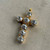 50x28mm Crackle Rhinestone Cross Pendant Satin Gold Plated Brass Per Pc