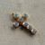 50x28mm Crackle Rhinestone Cross Pendant Satin Gold Plated Brass Per Pc