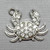 Crystal Rhinestone Crab Charms 18x22mm Platinum Plated Alloy Q10 Per Pkg