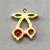 Micro Pave CZ Cherry Fruit Charms 15x12mm 18kt Gold Plated Brass Q2 Per Pkg