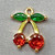 Micro Pave CZ Cherry Fruit Charms 15x12mm 18kt Gold Plated Brass Q2 Per Pkg