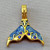 Navy Blue Enamel Rhinestone Whale Tail Pendants 30x27mm 18kt Gold Plated 304 Stainless Steel Q1 Per Pkg