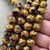 12mm Golden Dragon Tiger's Eye Carved Round Ball Semi Precious Beads Per Strand