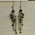 Jet Black Lanterns Earrings Silver Artisan Made in the USA Per Pair