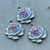 Esperance Rose Flower Pendant Patina Botanical 35mm Per Pc