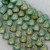 14mm Sunburst Heart Czech Glass Beads Gilded Sea Green Q10 Per Strand