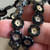 12mm Window Cut Flower Beads Czech Glass Gilded Black Picasso 12Pcs Per Strand