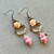 Pink Rose Heart Drop Earrings Silver Artisan Made in the USA Per Pair