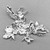 Cranes and Cherry Blossoms Left and Right Pair Stampings 46x49mm Shiny Silver Plated Alloy Q2 Per Pkg