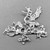 Cranes and Cherry Blossoms Left and Right Pair Stampings 46x49mm Shiny Silver Plated Alloy Q2 Per Pkg